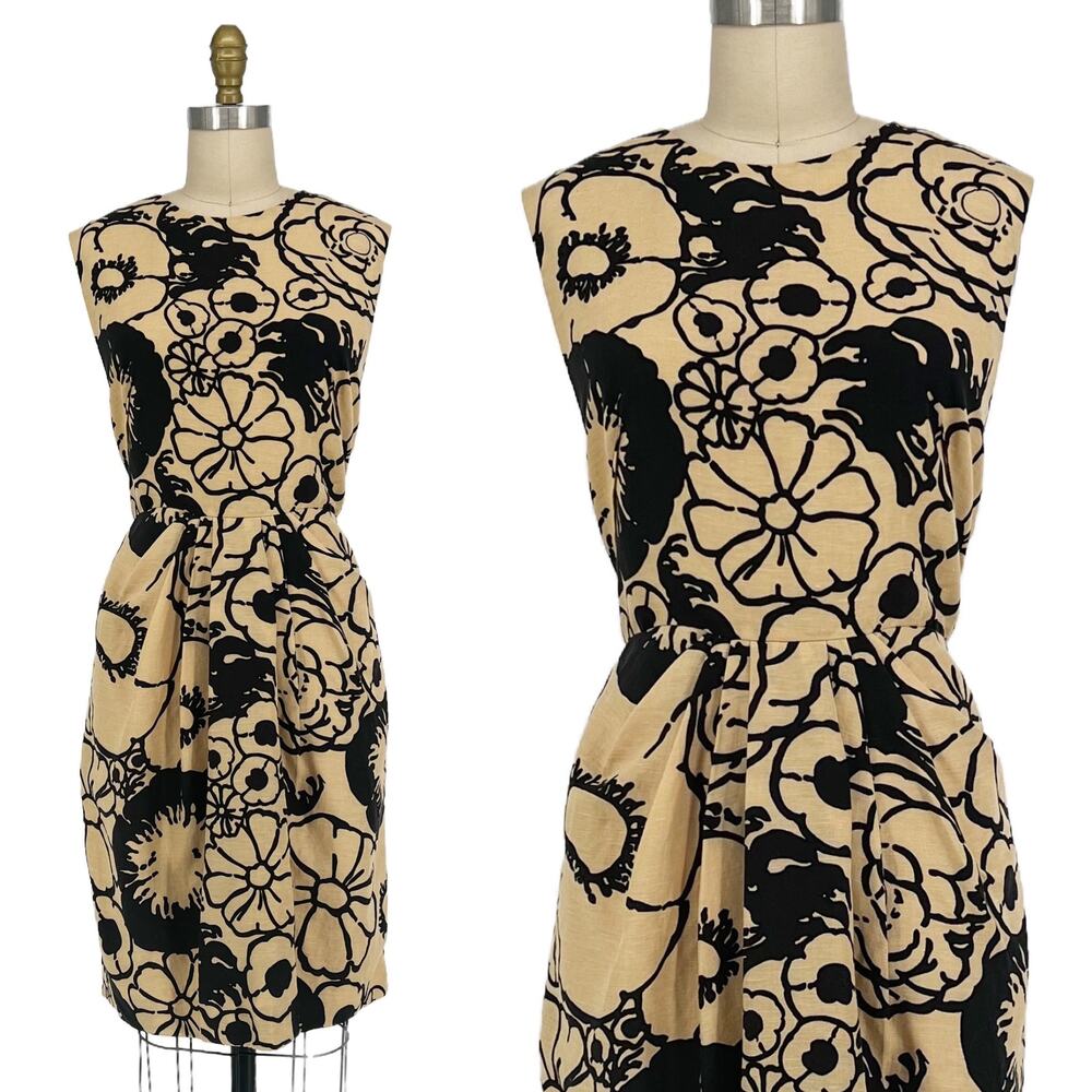 3.1 Phillip Lim Beige and Black Floral Sleeveless Mini Dress